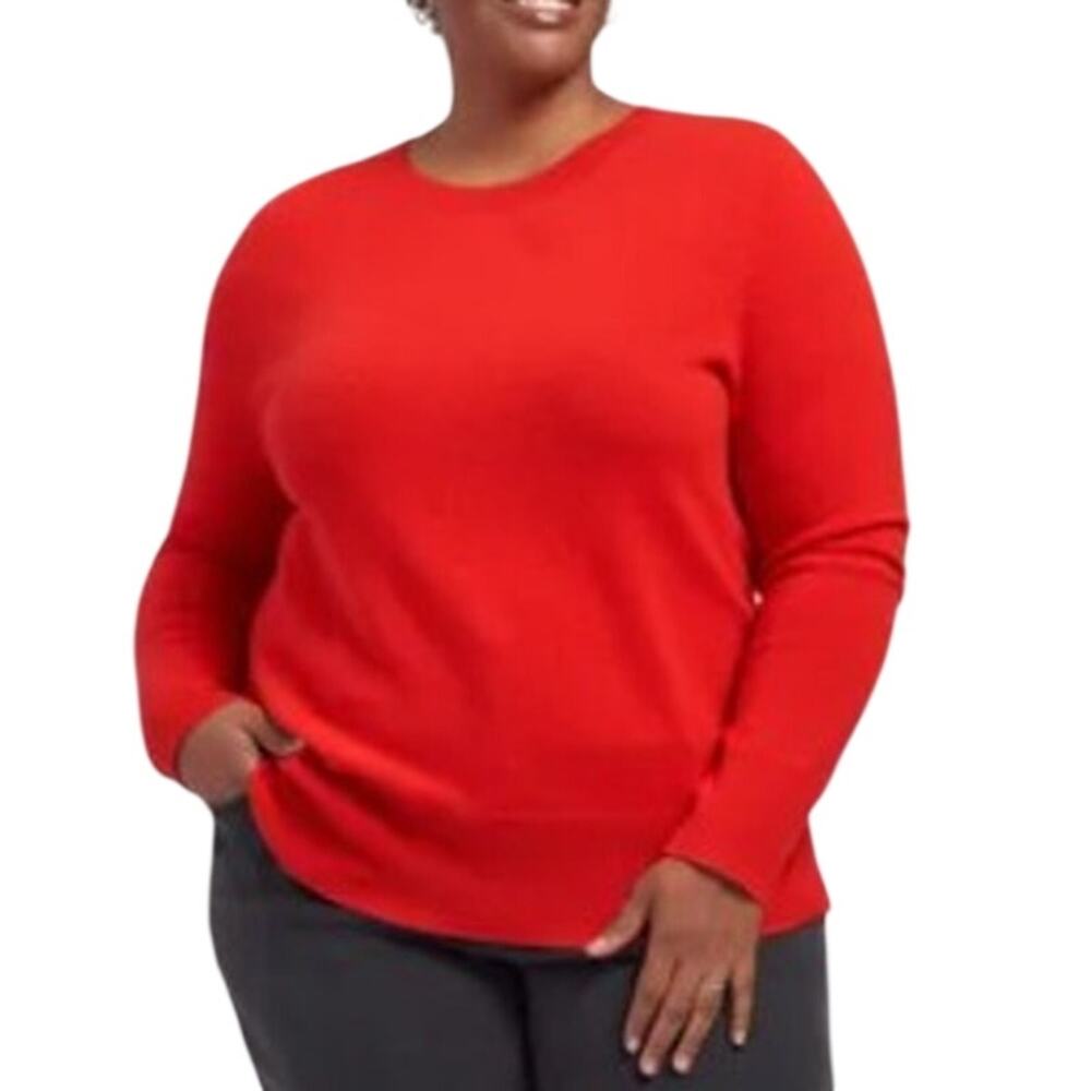 NEW $158 Universal Standard Red 100% Cashmere Crew Neck Sweater Small / 14-16